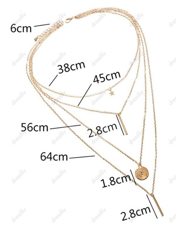 Collier de Vacances Géométrique Etoile Superposé - d'or 