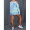 T-shirt Décontracté Teinté Manches Longues Grande Taille à Col Oblique - multicolor 1XL