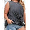 Plus Size Tank Top Front Crossover Tank Top Round Neck Casual Curve Tank Top - DARK GRAY 3XL