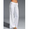 Pantalon Long Décontracté Jambe Large en Couleur Unie Taille à Cordon avec Poches - Blanc XL