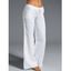 Pantalon Long Décontracté Jambe Large en Couleur Unie Taille à Cordon avec Poches - Blanc 4XL