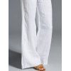 Pantalon Long Décontracté Jambe Large en Couleur Unie Taille à Cordon avec Poches - Blanc 2XL
