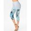 Legging Corsaire Moulant Ombré à Imprimé Papillon Fleur à Taille Haute - Vert clair XL