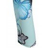 Legging Corsaire Moulant Ombré à Imprimé Papillon Fleur à Taille Haute - Vert clair XXXL