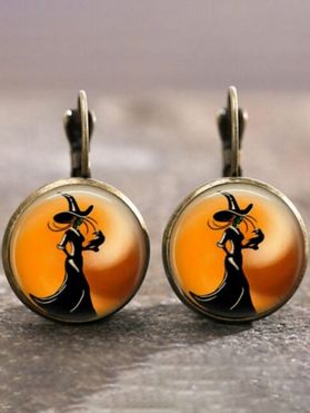 Halloween Witch Round Shape Alloy Drop Earrings