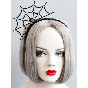 

Halloween Rose Rhinestone Spider Web Mesh Masquerade Party Hairband, Black