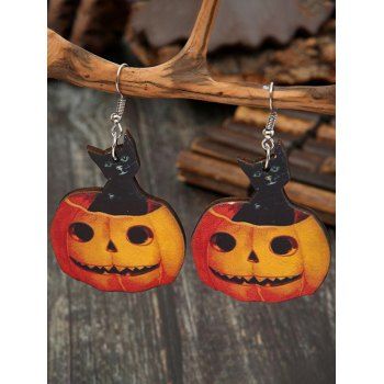 Fashion Women Halloween Pumpkin Black Cat Cute Hook Drop Earrings Jewelry Online Multicolor