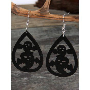 

Halloween Drop Earrings Droplet Shaped Ghost Pattern Gothic Earrings, Black
