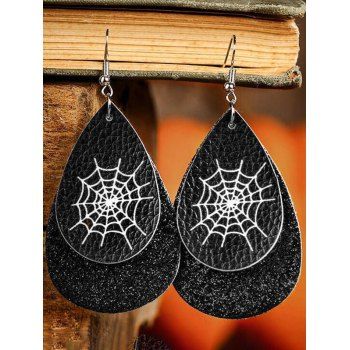 

Gothic Drop Earrings Spider Web Droplet Shaped Halloween Earrings, Black
