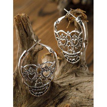 

Halloween Hollow Out Skull Shape Alloy Earrings, Silver