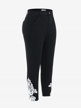 Plus Size Guipure Insert High Rise Jeans
