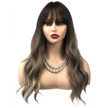 

Body Wave Wig Ombre Wig Long Full Bang Synthetic Hair, Multicolor b