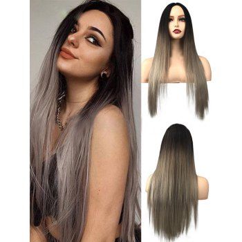 

Long Middle Part Synthetic Ombre Straight Wig, Multicolor b