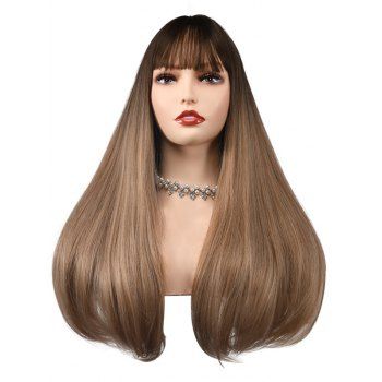 

Long Full Bang Ombre Straight Capless Synthetic Wig, Multicolor b