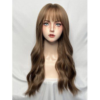 

Full Bang Long Wavy Synthetic Wig, Deep coffee