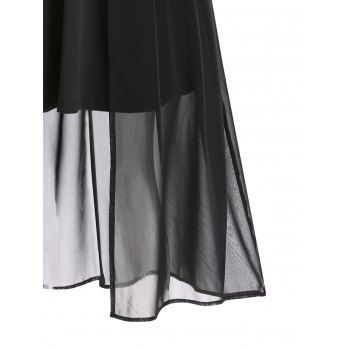 Casual Dress Cut Out Metallic Cold Shoulder High Waisted Chiffon Overlay A Line Midi Dress