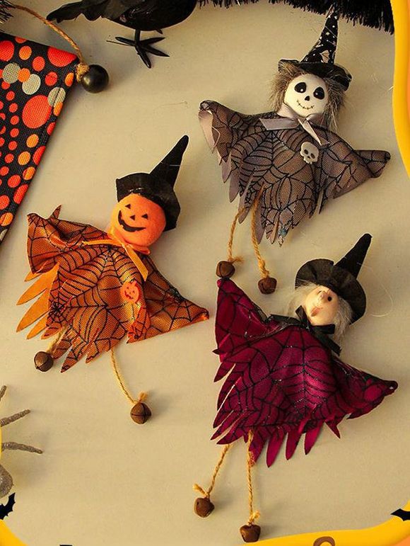 3 Pièces Décoration Gothique D'Halloween Citrouille Crâne - multicolor 