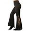 Pantalon Moulant Évasé à Applique en Dentelle à Taille Haute - Noir L