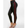 Pantalon Décontracté Moulant Zippé Détaillé Ourlet à Carreaux à Taille Haute - Noir S
