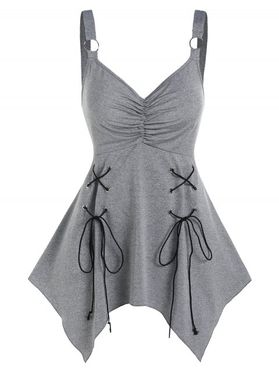 Grommet O Ring Ruched Handkerchief Tank Top