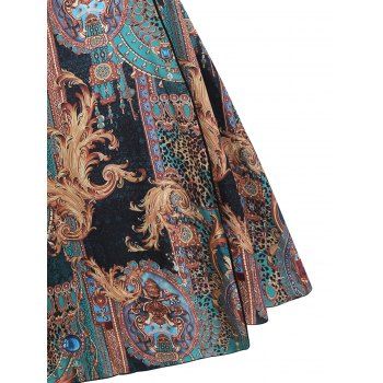 Plus Size Wrap Dress Bohemian Baroque Leopard Allover Print Maxi Dress Flutter Sleeve Long Wrap Dress
