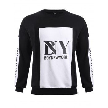 

BoyNewYork Color Block Spliced Round Neck Sweatshirt, White/black