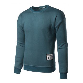 

Crew Neck Patch Design Sweatshirt, Blue