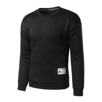 

Crew Neck Patch Design Sweatshirt, Black