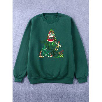 

Crew Neck Printed Christmas Sweatshirt, Blackish green