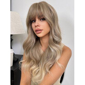 

22 Inch Long Wig Wavy Ombre Full Bang Synthetic Hair, Multicolor a