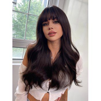 

Long Full Bang Wavy Capless Synthetic Wig, Midnight