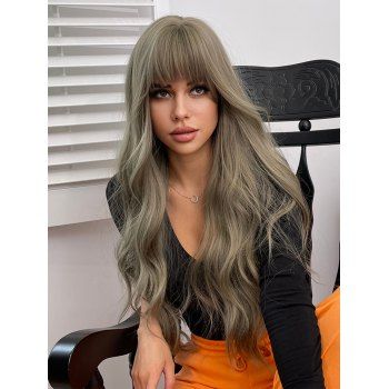 

Full Bang Long Wavy Capless Synthetic Wig, Camouflage green