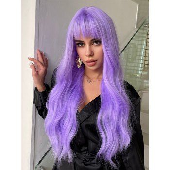 

Long Full Bang Wavy Synthetic Anime Cosplay Wig, Purple mimosa