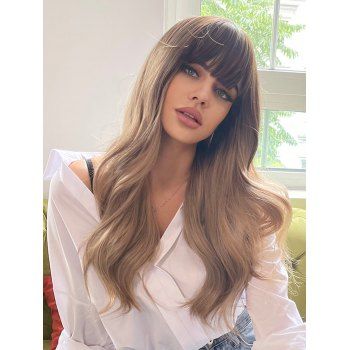 

Long Full Bang Ombre Wavy Capless Synthetic Wig, Multicolor a