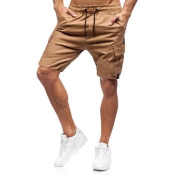 

Colorblock Cargo Shorts Multi Pockets Drawstring Waist Casual Shorts, Khaki