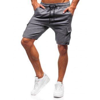 

Colorblock Cargo Shorts Multi Pockets Drawstring Waist Casual Shorts, Dark gray