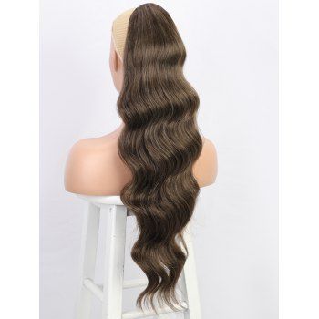 

Long Synthetic Clip Drawstring Body Wave Ponytail Hair Extension Wig, Dark khaki