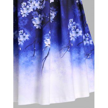 Ombre Dress Floral Dress Mock Button Empire Waist Vacation A Line Mini Dress