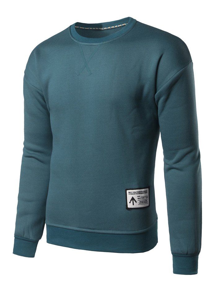 Sweat-shirt Ras du Cou Design Patché - Bleu M