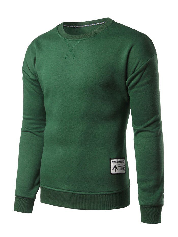 Sweat-shirt Ras du Cou Design Patché - vert foncé L