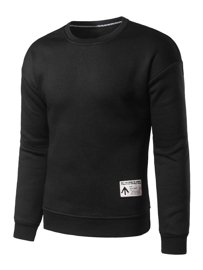 Sweat-shirt Ras du Cou Design Patché - Noir 2XL