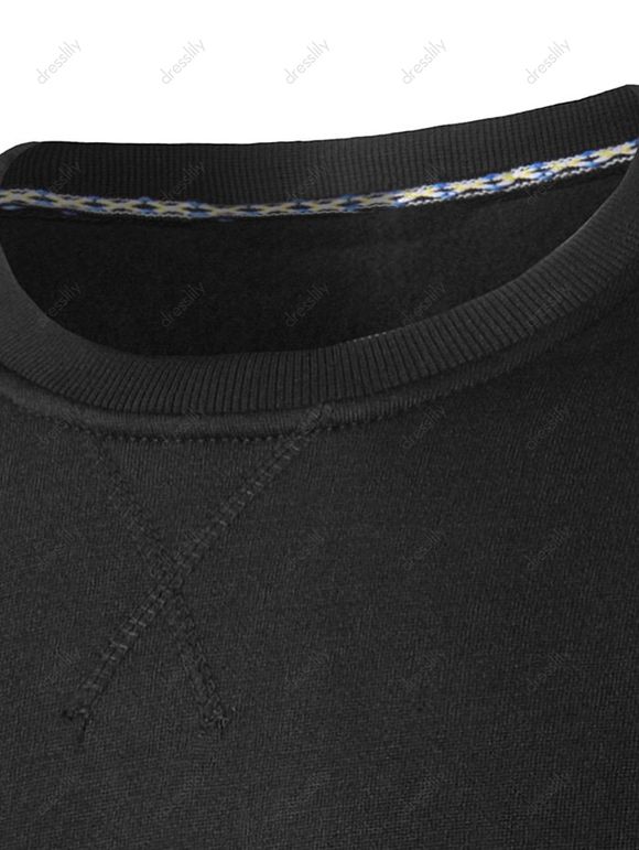 Sweat-shirt Ras du Cou Design Patché - Noir 2XL