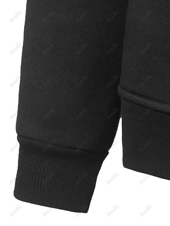 Sweat-shirt Ras du Cou Design Patché - Noir 2XL