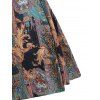 Plus Size Wrap Dress Bohemian Baroque Leopard Allover Print Maxi Dress Flutter Sleeve Long Wrap Dress - DEEP COFFEE L