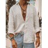 Solid Color Shirt Casual Shirt Turn Down Collar Long Sleeve Button-up Shirt - WARM WHITE XXL