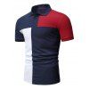 T-shirt D'Eté Décontracté Boutonné Jointif Manches Courtes à Col Relevé - Cadetblue XL