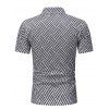 T-shirt Décontracté Géométrique Imprimé à Demi-Zip Manches Courtes à Col Relevé - Blanc XL