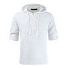 Chemise à Capuche Zippé en Couleur Unie à Demi-Manches Longues avec Poches - Blanc XL