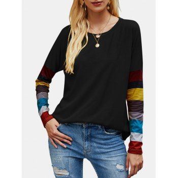 

Drop Shoulder Colorful Stripes T-shirt, Red