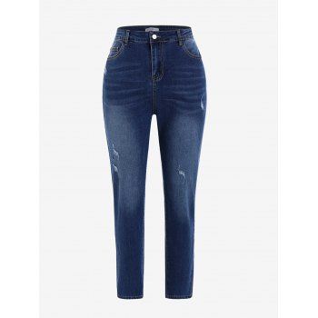 

Plus Size High Waist Faded Ripped Skinny Jeans, Deep blue